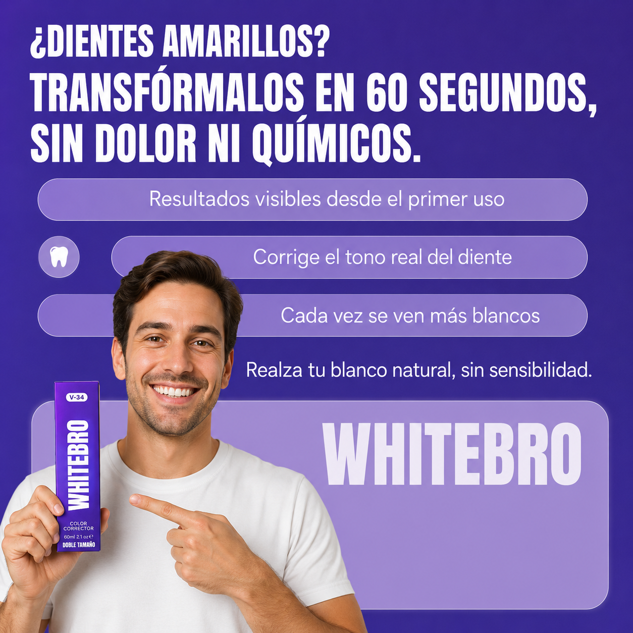 Blanqueador Dental – Neutralizador de Amarillo Instantáneo. 60ML